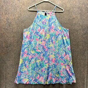 Lilly Pulitzer Shift Dress Women XL Multicolor Mermaid Seashell Print Cotton